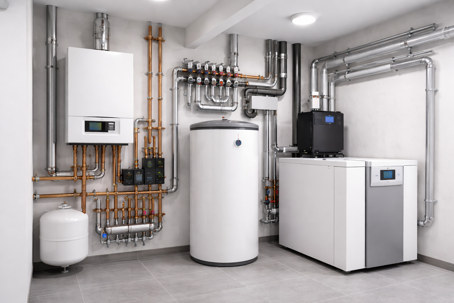 Moderne Heizungsanlage in Technikraum bundesweit